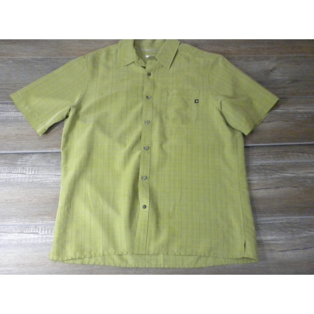 Marmot Shirt Mens L Green Jacquard Plaid Button Up Granola Outdoor Hiking Trail
